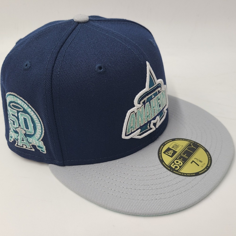 Anaheim Angels Hat Fitted‎ 7 3/8 New Era 59Fifty Blue MLB 50th Anniversary Patch